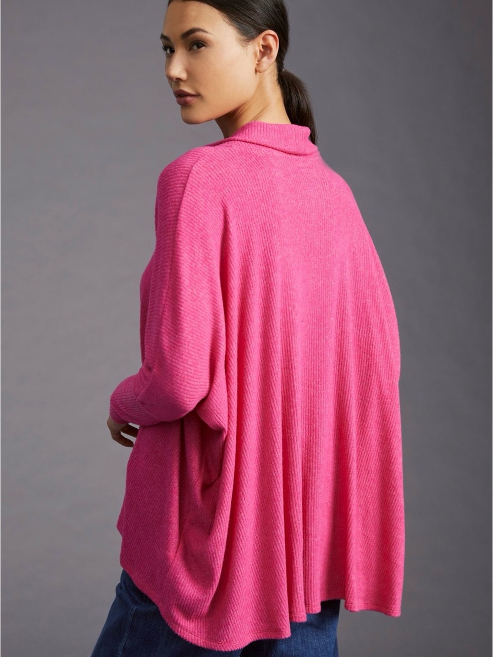 Anthropologie Amadi Cowl Neck Ribbed Poncho sweater - size M - Picture 3 of 9